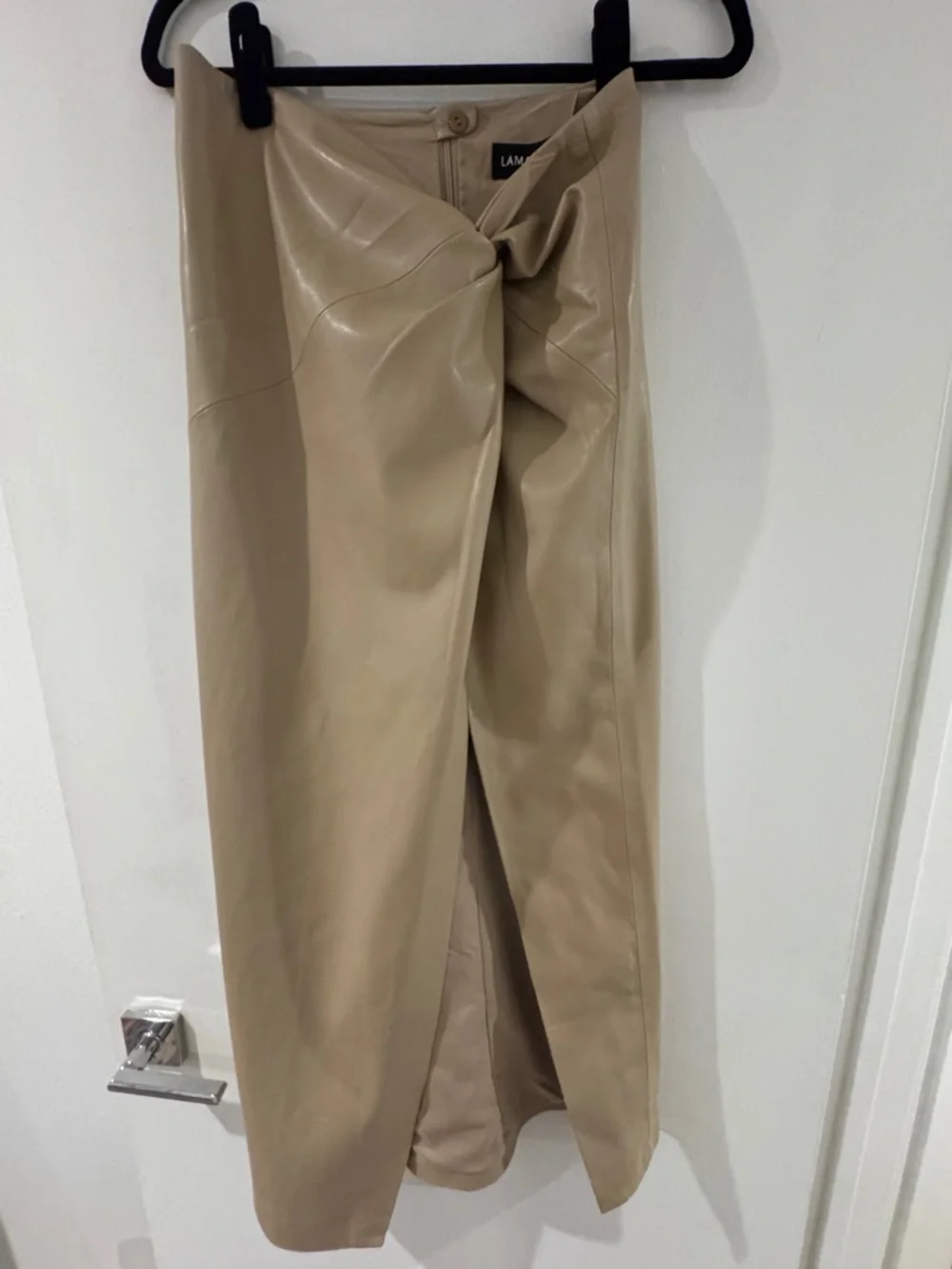 Lamarque Eileen Faux Leather Maxi Skirt Beige NWT Small